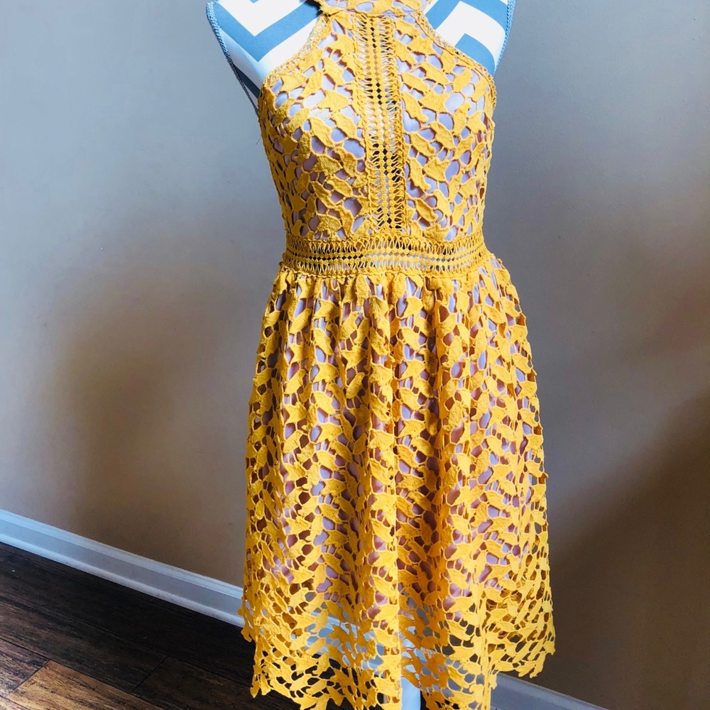 EUC Crochet Halter A-Line Dress